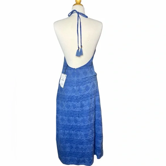 3 x $40 Zara womens blue beaded halter dress size L NWT - Picture 2 of 5